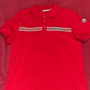 Moncler Red Men's Polo Shirt Large